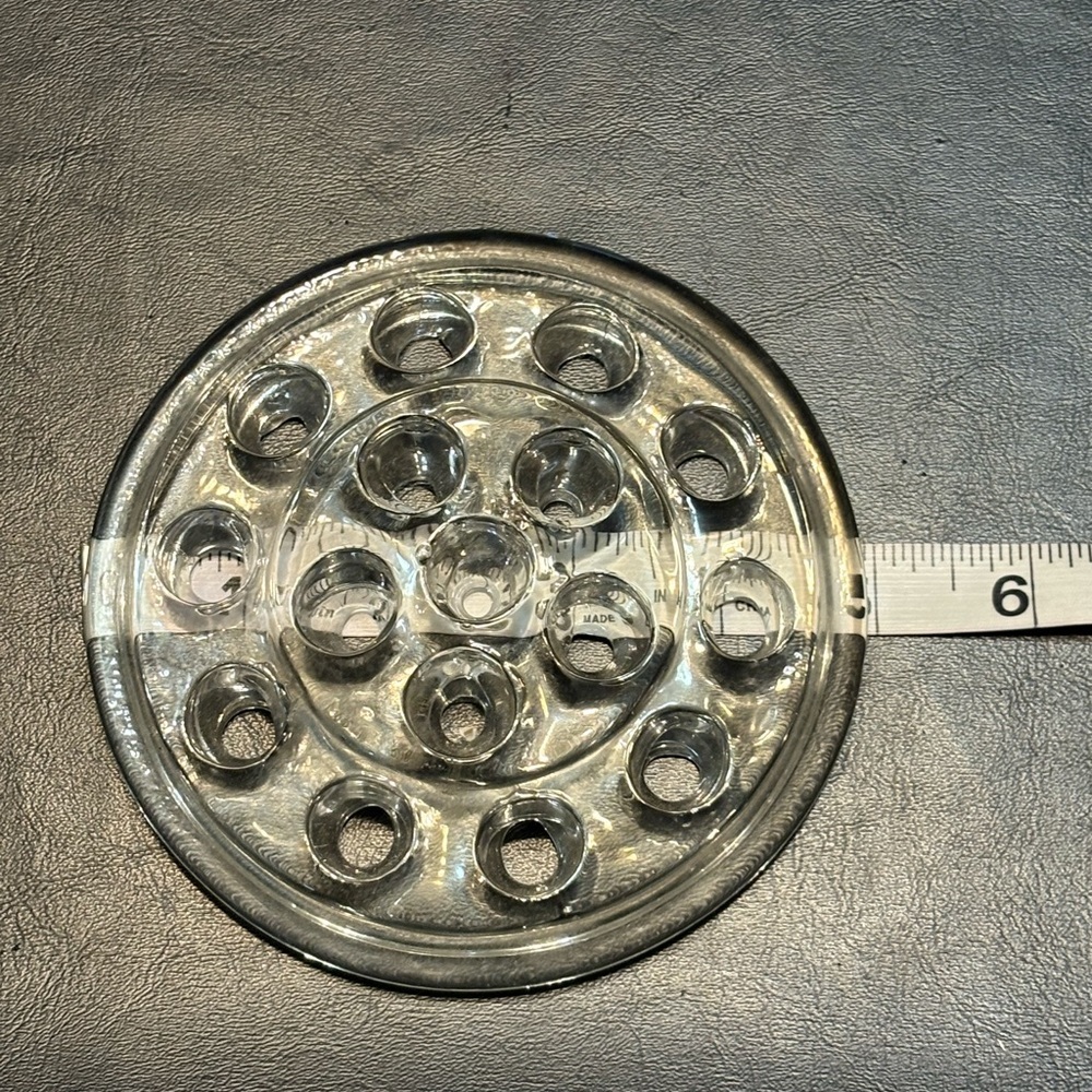 Clear Glass Flower Frog - Round Multi-Hole (16 hole) - Picture 5 of 7